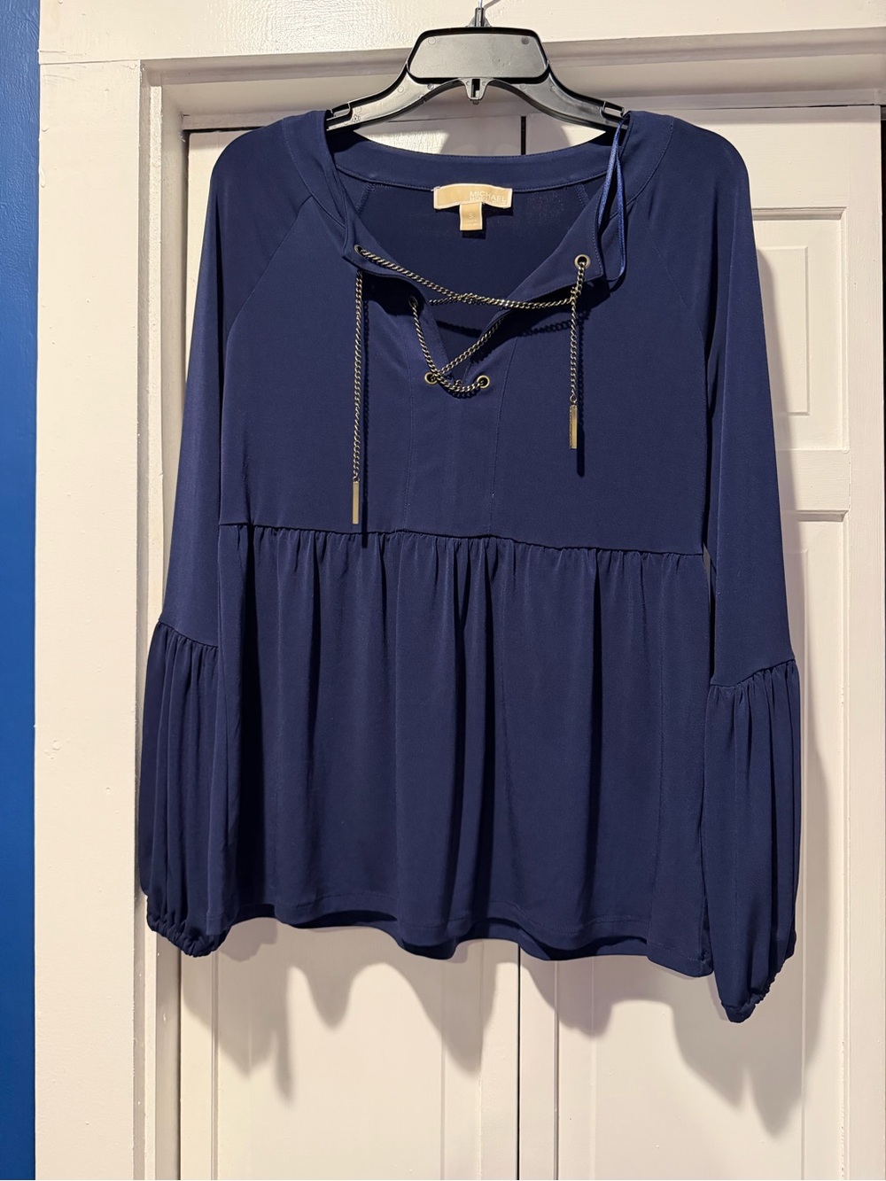 MICHAEL Michael Kors Navy Lace-Up Peasant Blouse